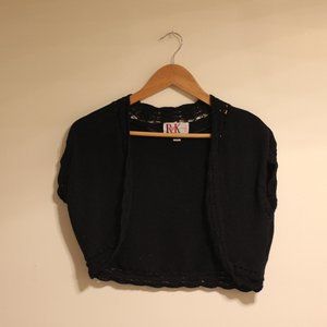 Vintage Black Knit Cropped Bolero Cardigan